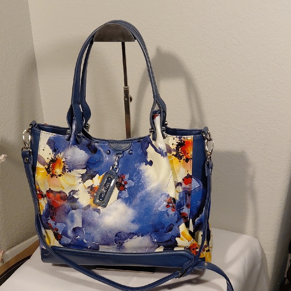 Sharif Floral Watercolor Leather Shoulder Bag